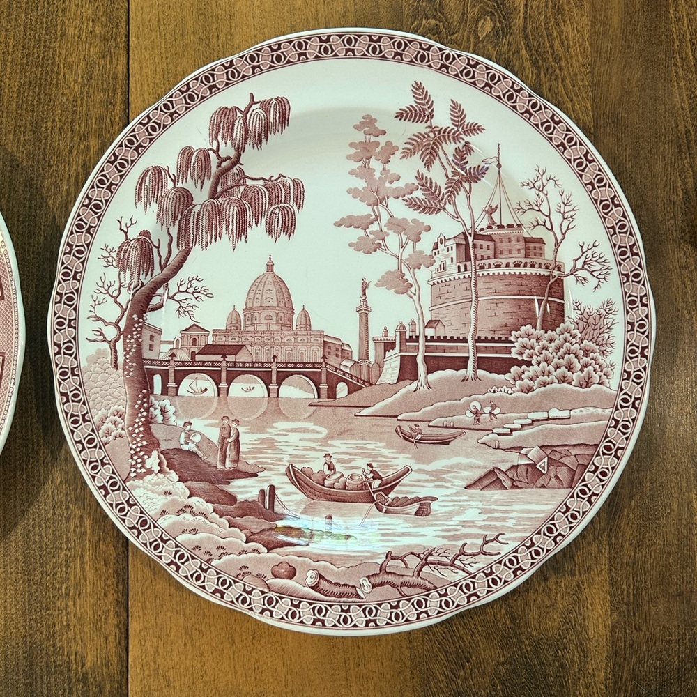 Pair of Spode Archive Collection Plates Georgian Series - Willow and Rome - Picture 3 of 14